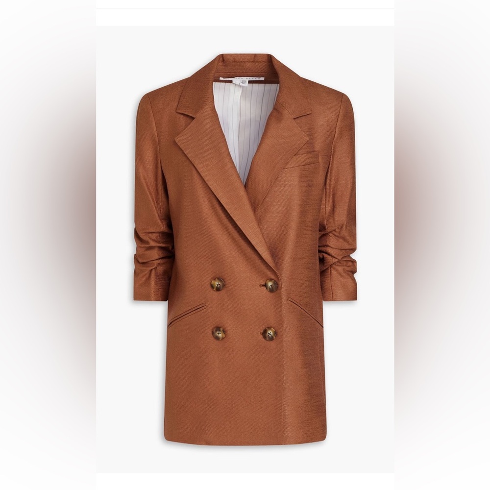 Veronica Beard, Rupert Double Breasted Twill Dickey Jacket, Sz 16, Light Brown
